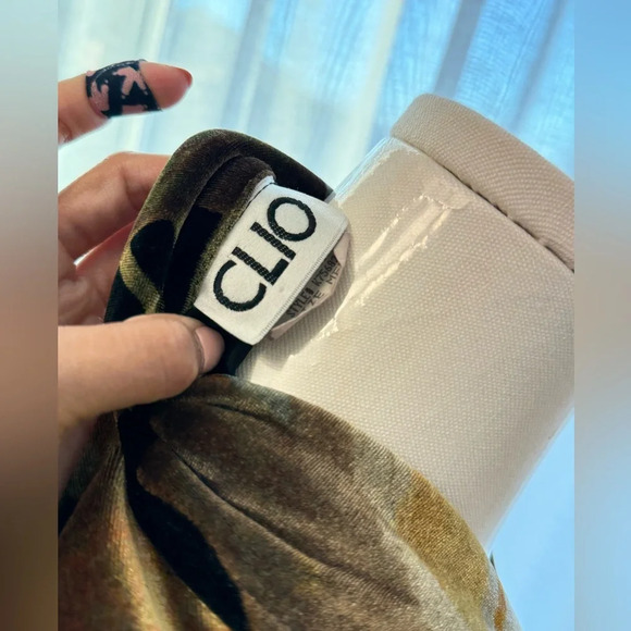 Vintage CLIO Velour/Velvet Dress olive green size US Medium EVC - Picture 5 of 6